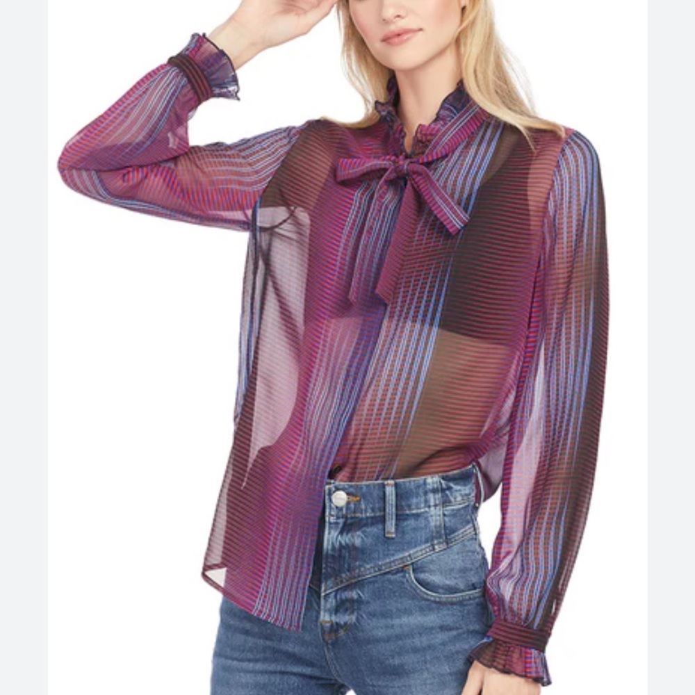 SALONI Emile Silk Georgette Blouse in Infinity NWT Size 4